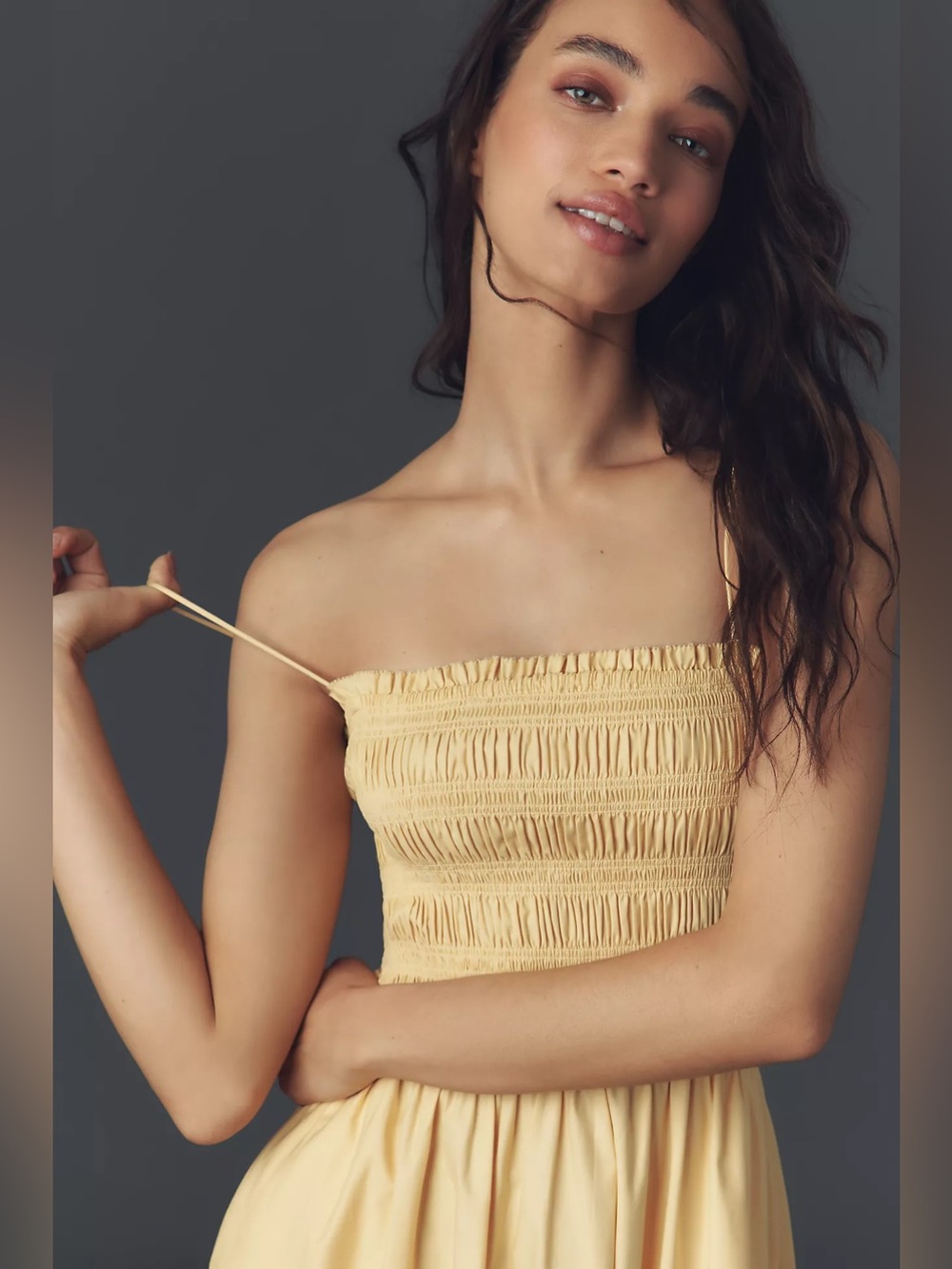 Reformation Kerrie Smocked Midi Dress Butter Yellow organic cotton Size 2 View 3